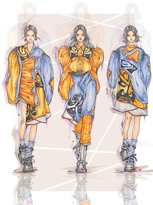 服装系列效果图线稿手绘稿